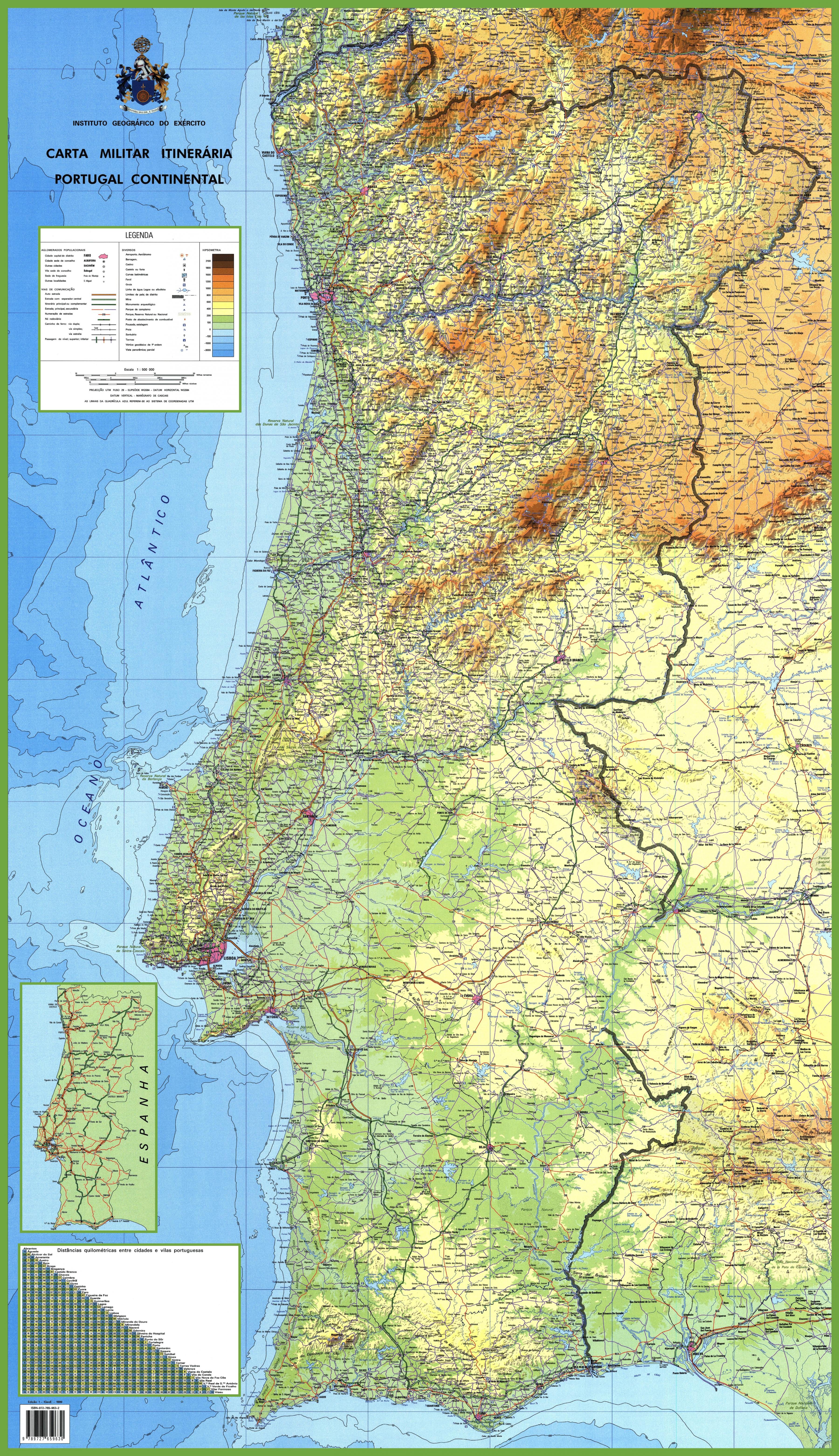 Mapa de Portugal - Mapa detalhado de Portugal (Sul da Europa - Europa)