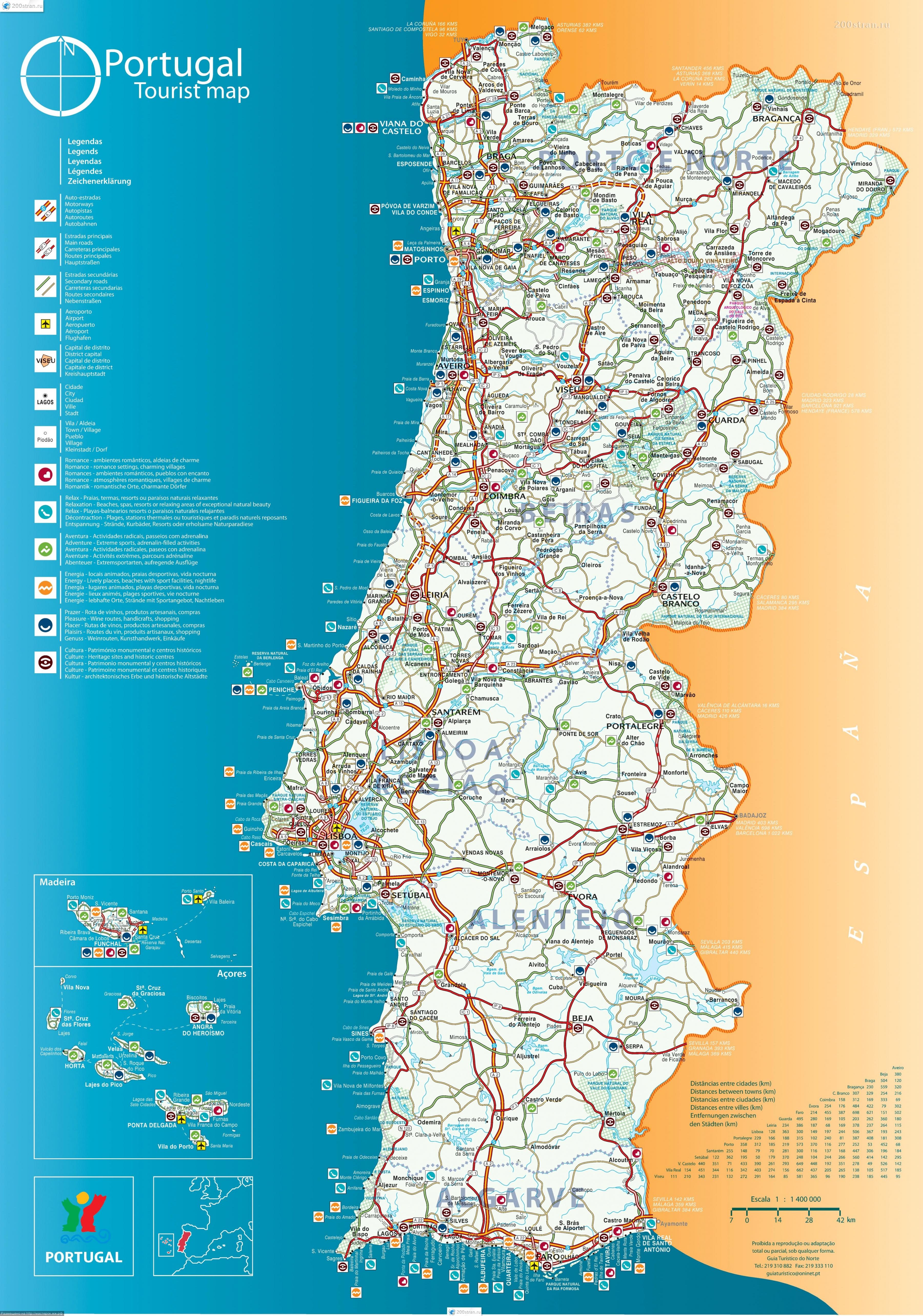 Mapa das cidades de Portugal: principais cidades e capital de Portugal