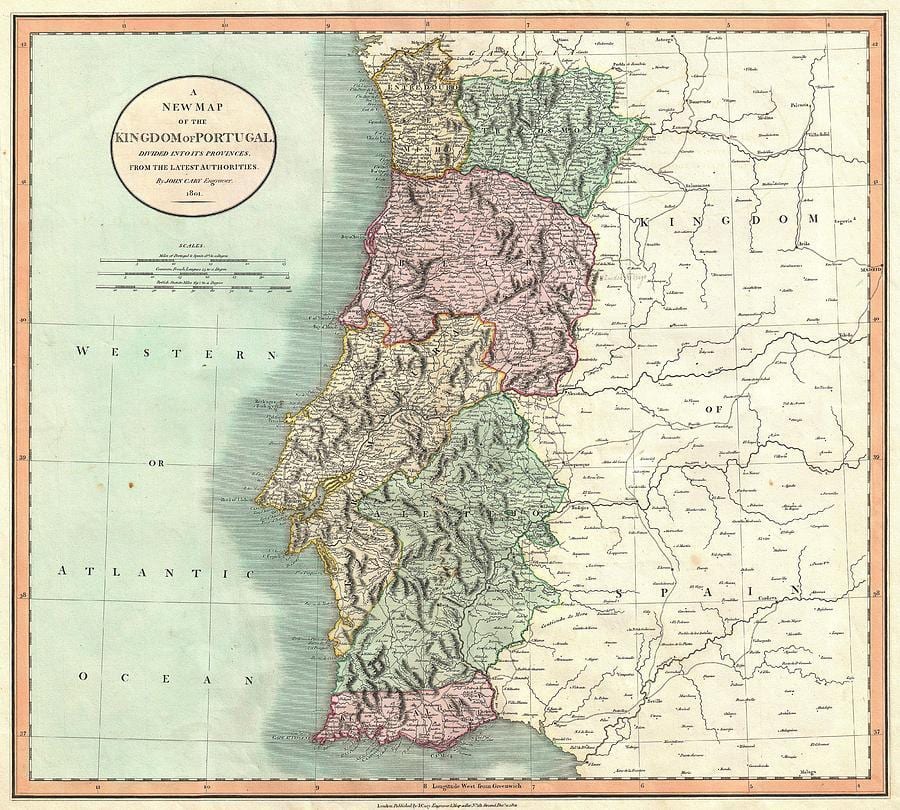mapa do antigo Portugal