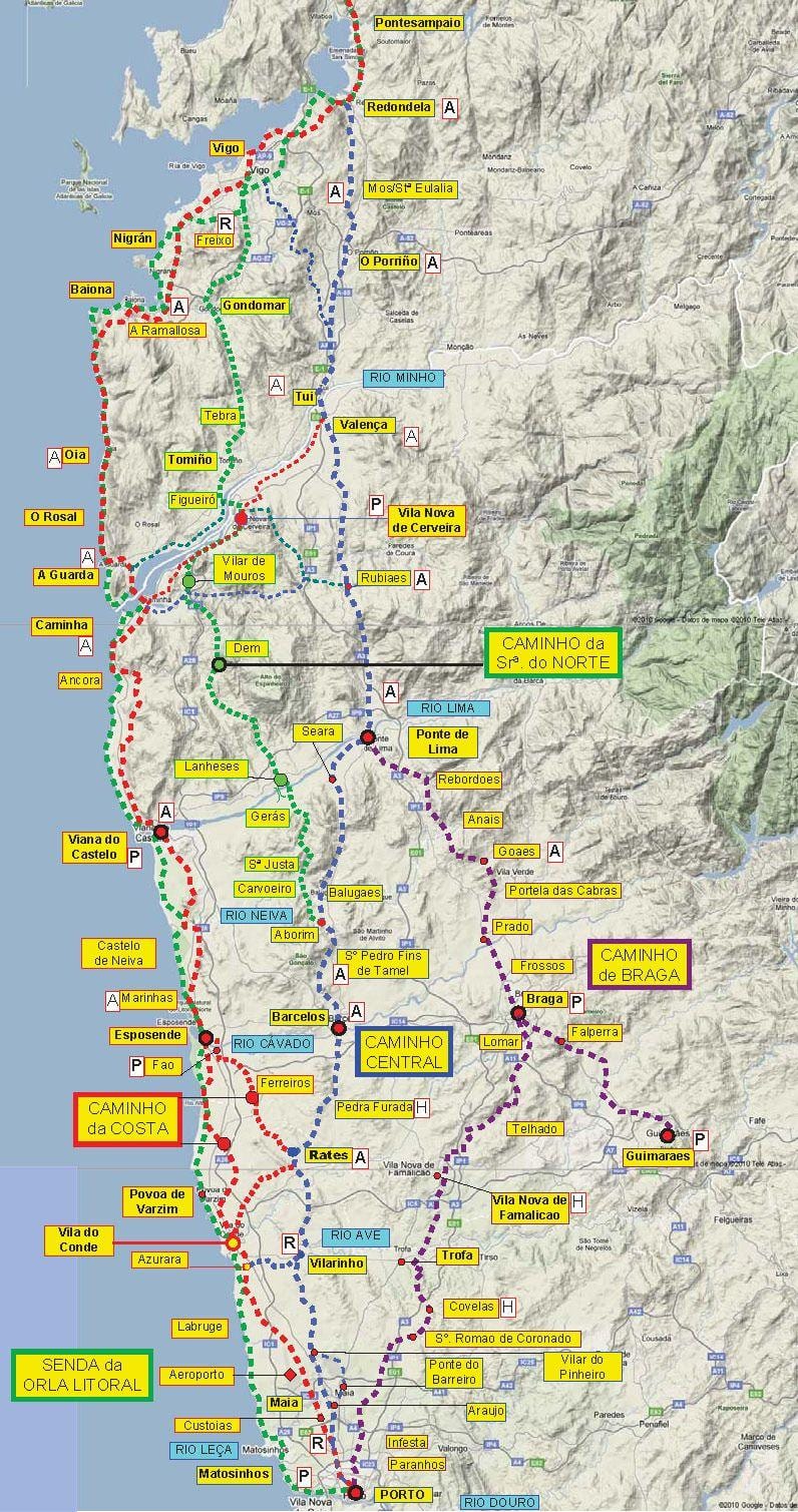 camino Portugués mapa