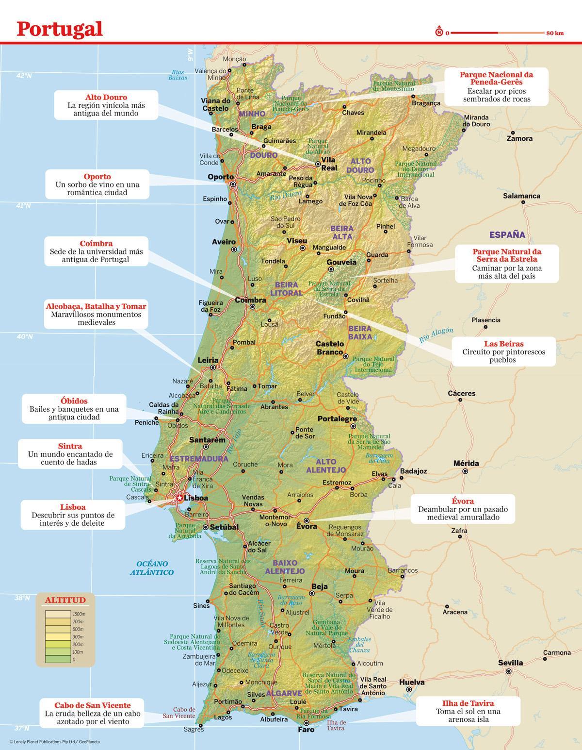 mapa de Portugal de férias, resorts