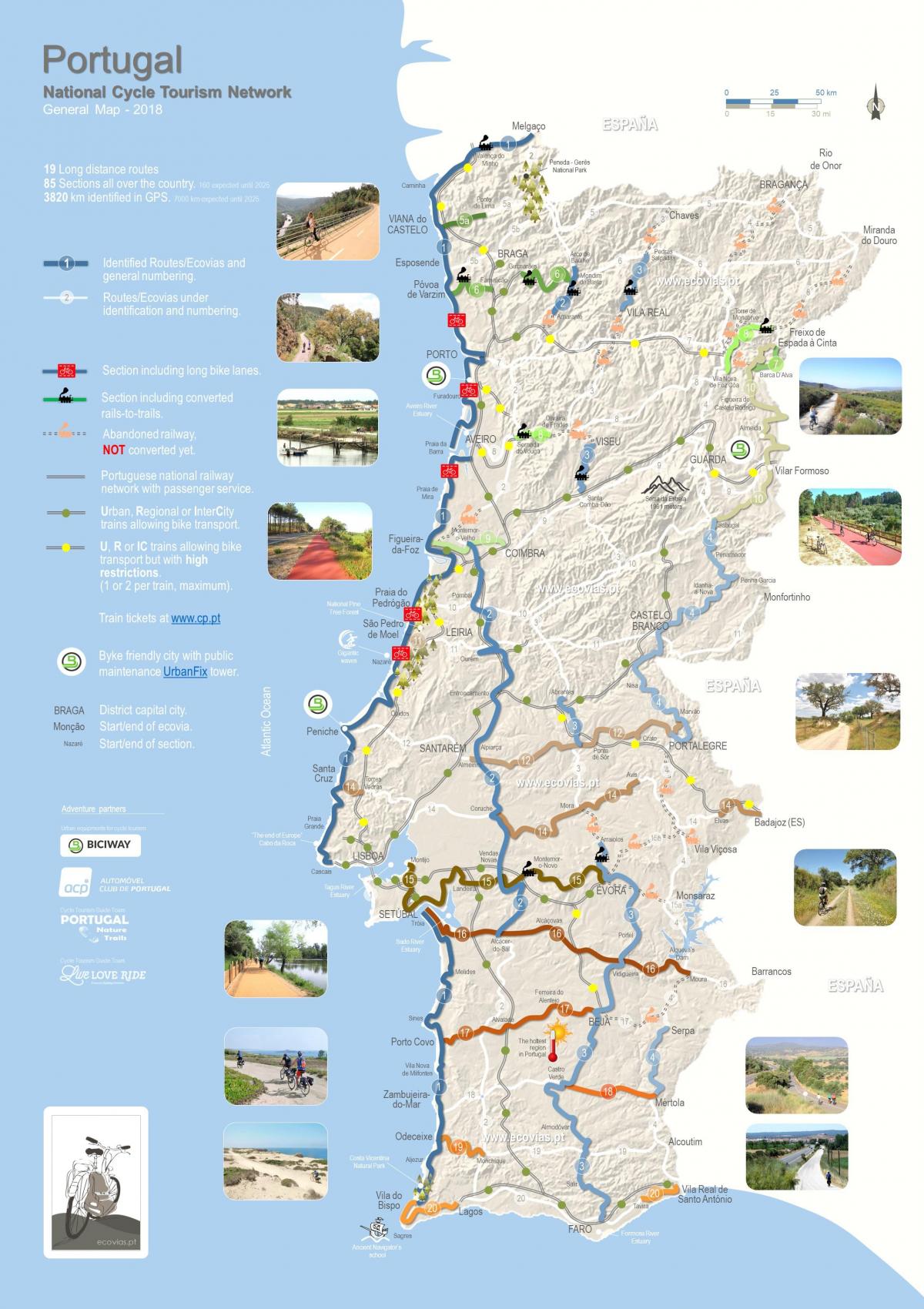 mapa de Portugal em bicicleta