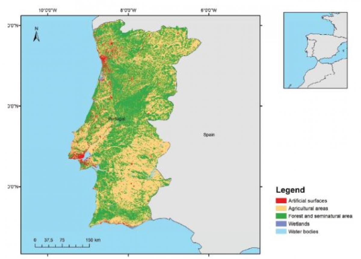 mapa de Portugal florestas