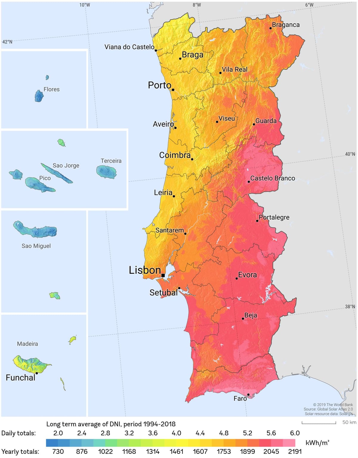 mapa de Portugal do sol
