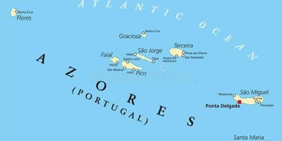 Mapa dos Açores Portugal