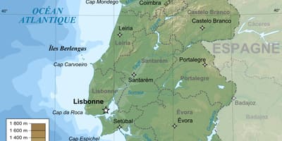 Mapa topográfico de Portugal