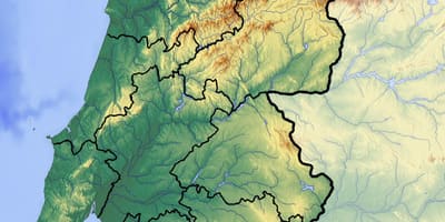 Mapa de Portugal de elevação