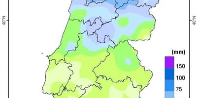 Mapa de Portugal de chuva