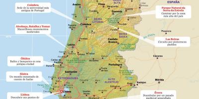 Mapa de Portugal de férias, resorts
