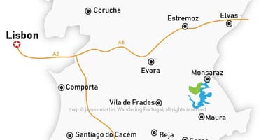 Mapa da região do Alentejo, Portugal